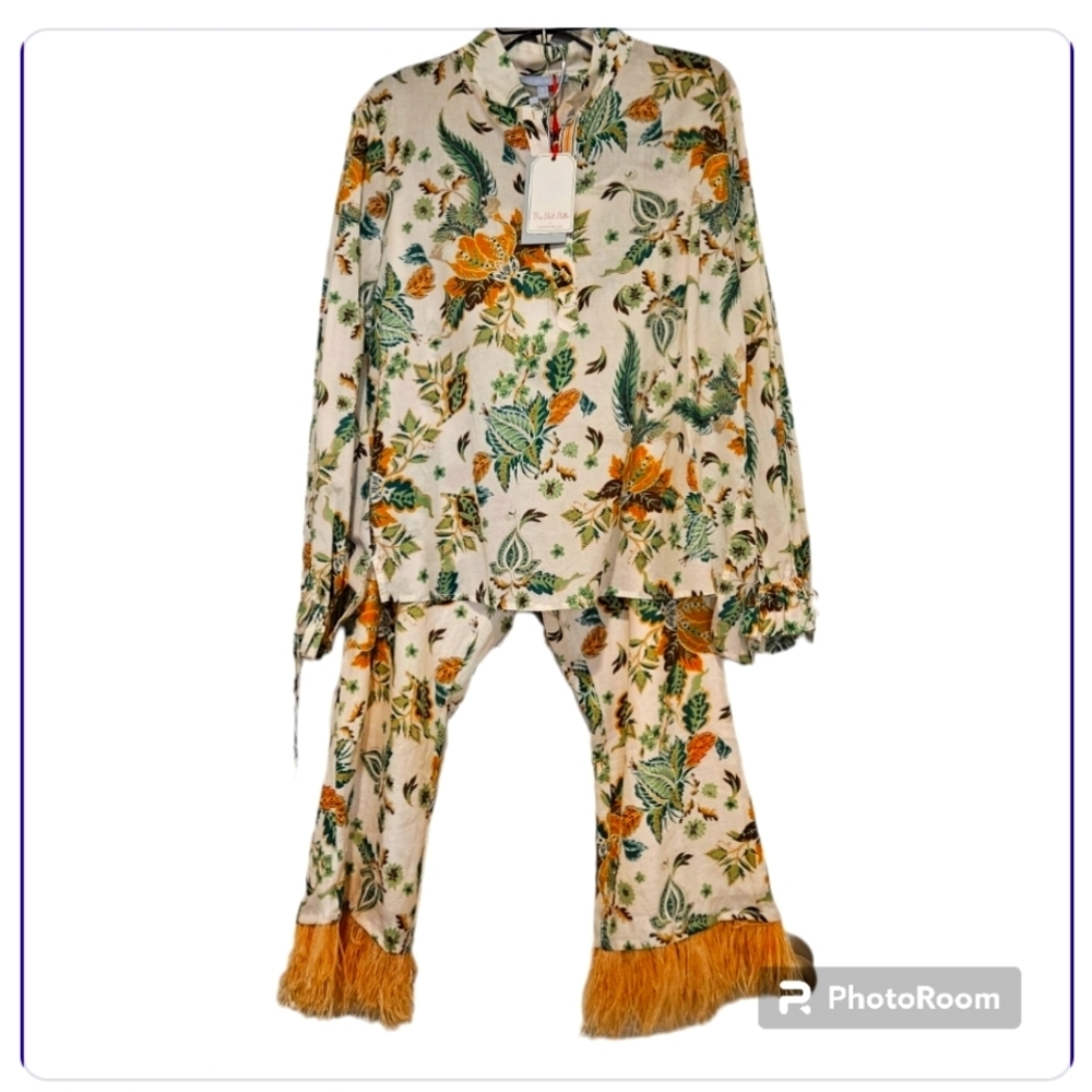 NWT Antonio Melanie Floral Pants  Matching Set Sz L - Picture 5 of 15